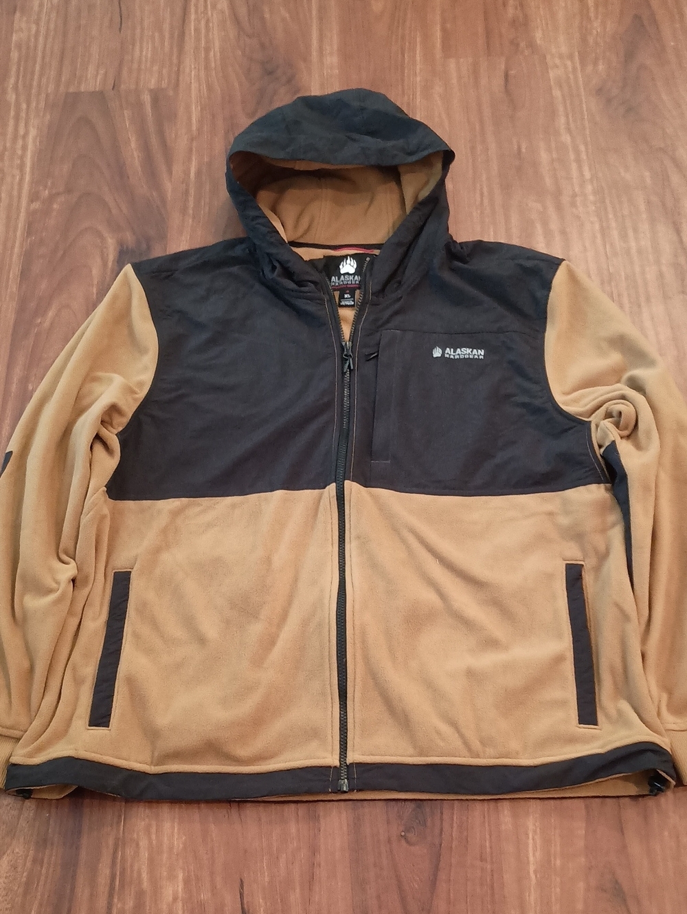 Alaskan Hardgear Two-Tone Hooded Fleece Jacket - Tan & Black